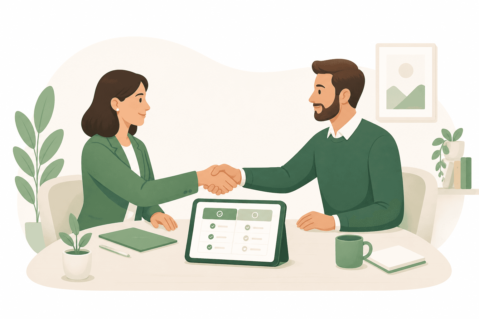 An insurance broker reviewing paid family leave plan options with a client